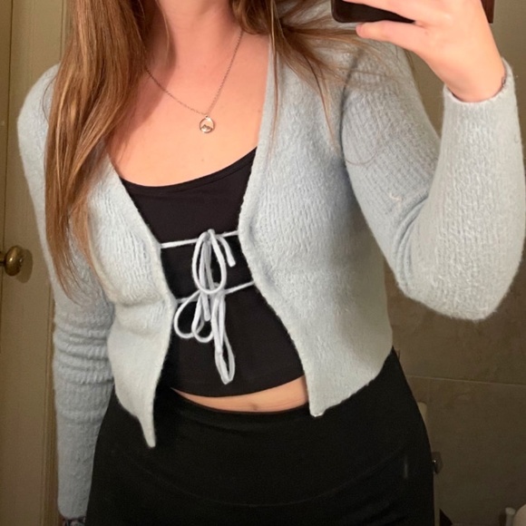 Kendall and Kylie pacsun fuzzy tie sweater - Picture 2 of 4